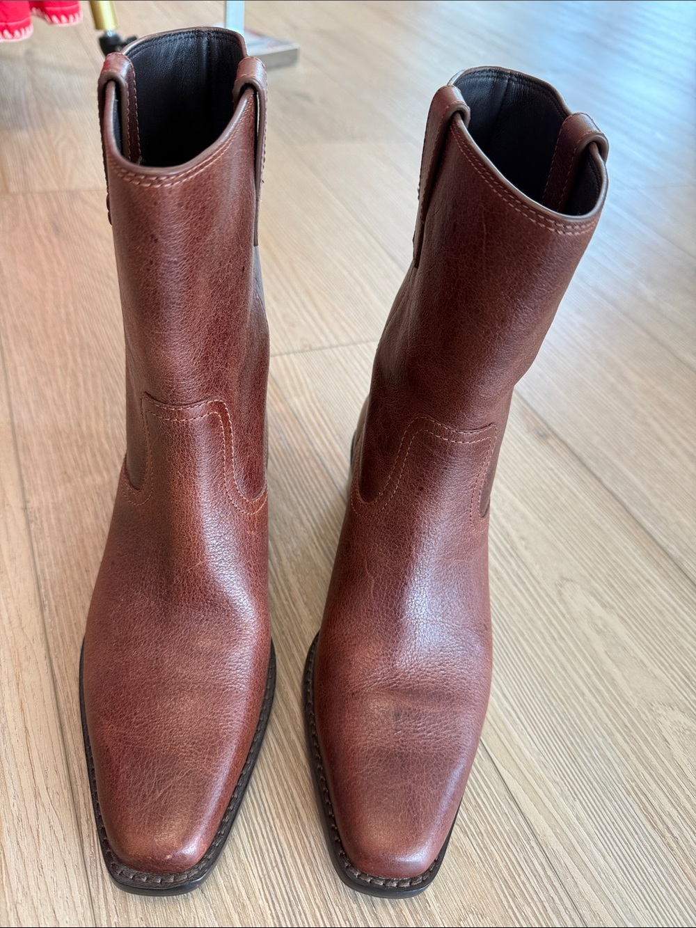 Tory Burch Chestnut Brown Leather Ankle Boots